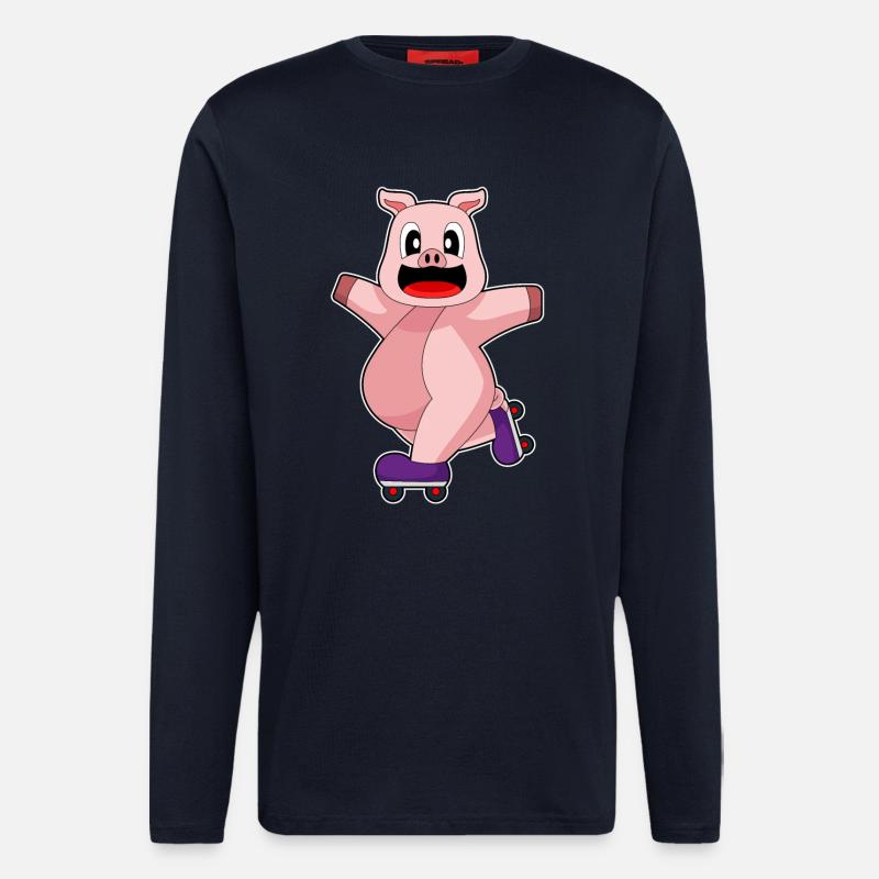 Schwein Inline skating Rollschuhe - Langarmshirt - made by SPREAD  - DARK NAVY