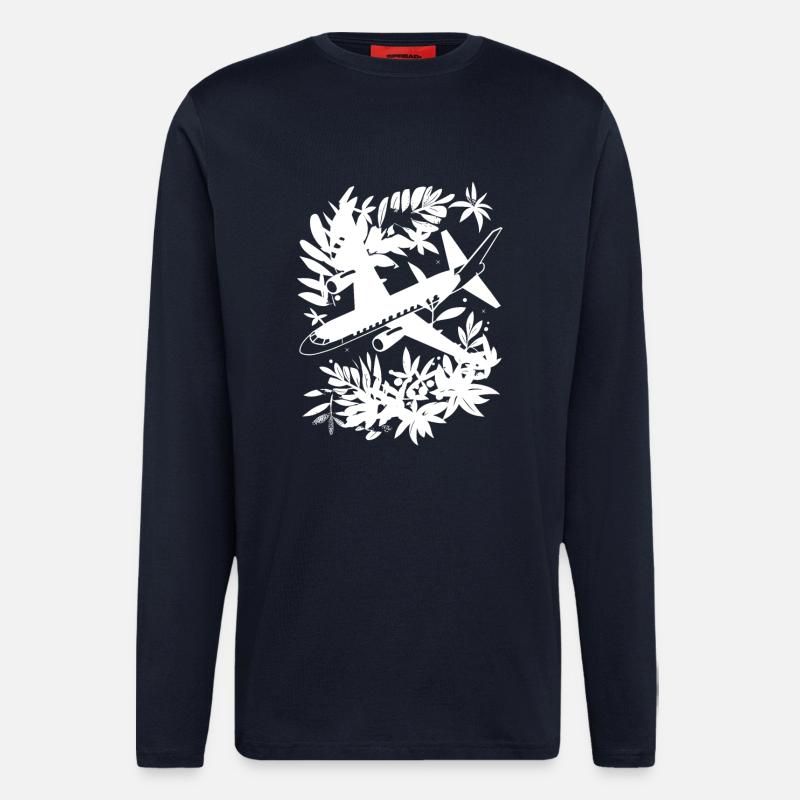 Flugzeug Comic Stil - Langarmshirt - made by SPREAD  - DARK NAVY