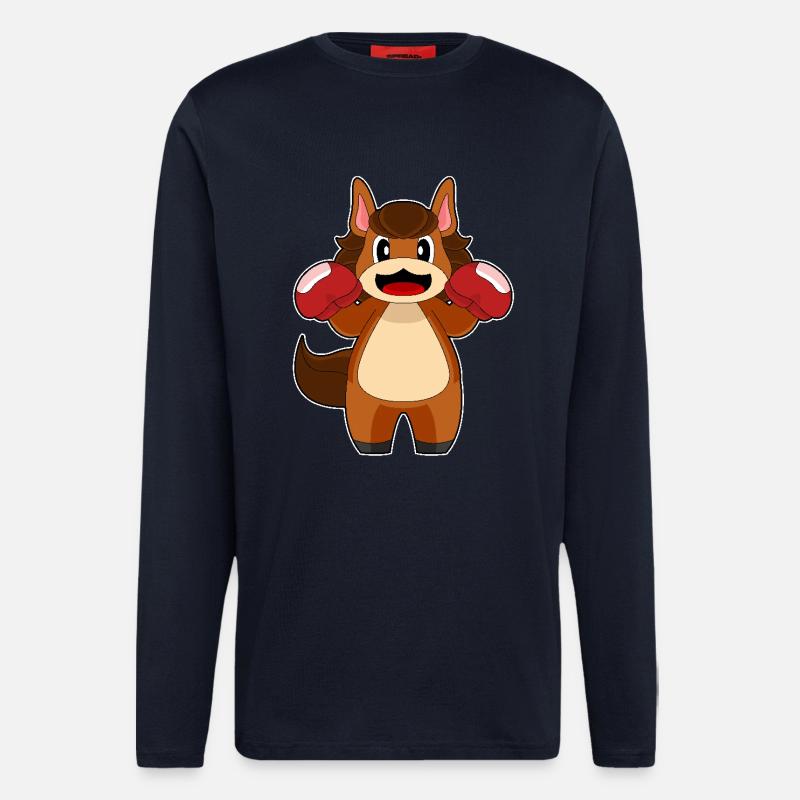 Pferd Boxer Boxhandschuhe Boxen - Langarmshirt - made by SPREAD  - DARK NAVY