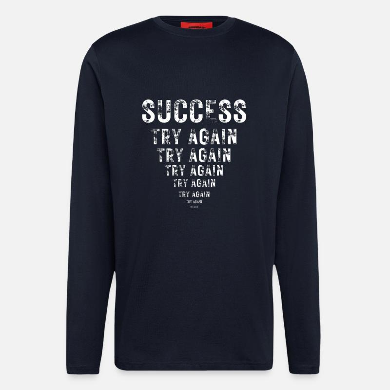 Succès Motivation Persévérance Agitation - Manches longues bio décontracté fabriqué en UE - DARK NAVY