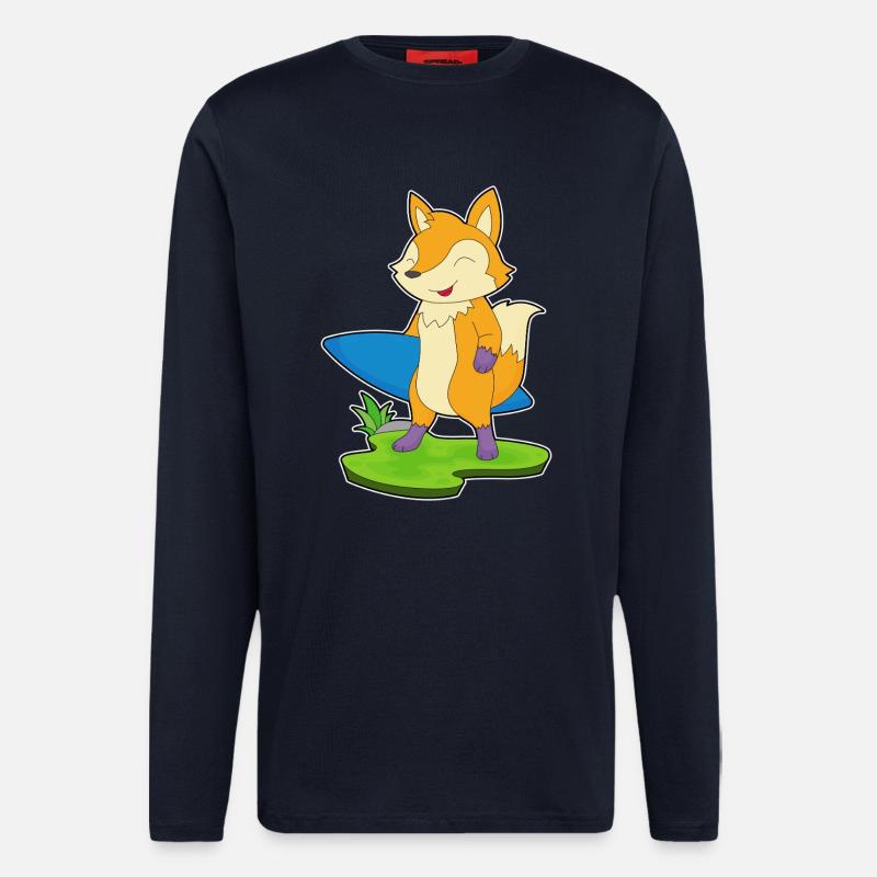 Fuchs Surfer Surfbrett - Langarmshirt - made by SPREAD  - DARK NAVY
