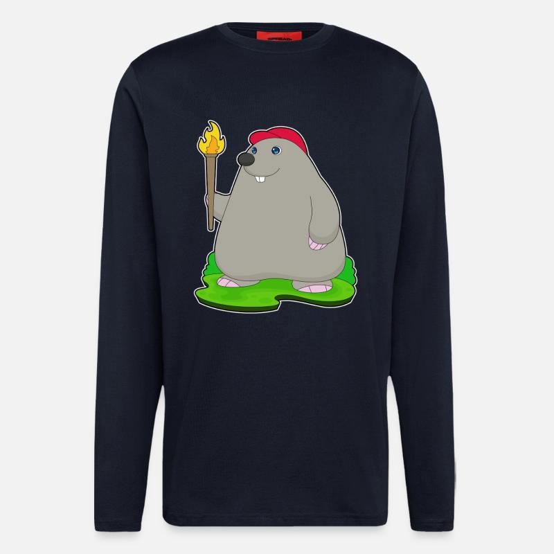 Maulwurf Fackel - Langarmshirt - made by SPREAD  - DARK NAVY