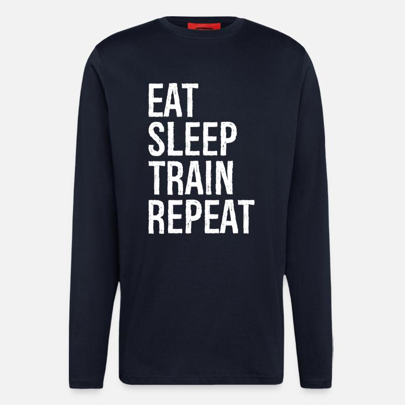 Manger Dormir Train Répéter - Manches longues bio décontracté fabriqué en UE - DARK NAVY
