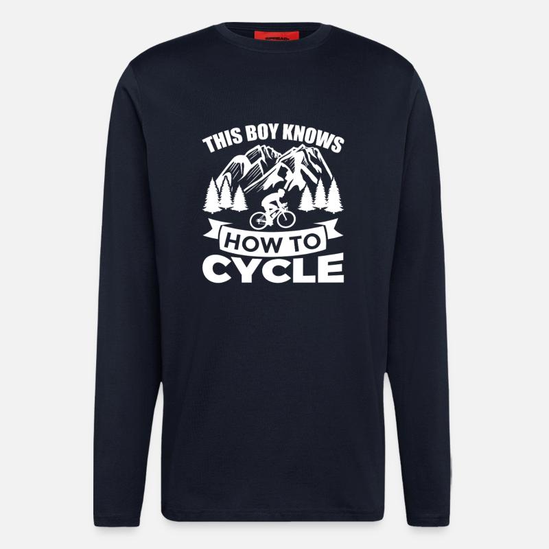 Fahrradfahrer Junge - Langarmshirt - made by SPREAD  - DARK NAVY
