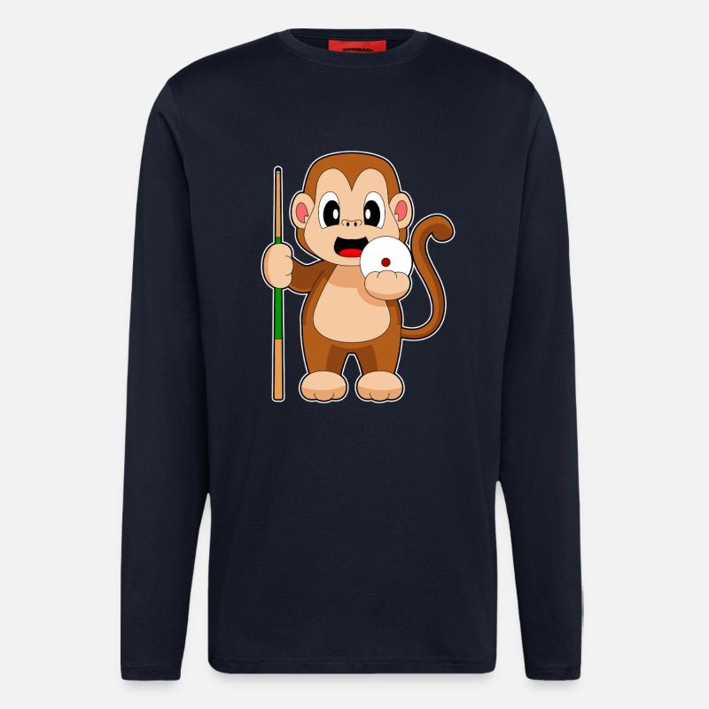Monkey Billiard Cue - Longsleeve - made by SPREAD - DARK NAVY