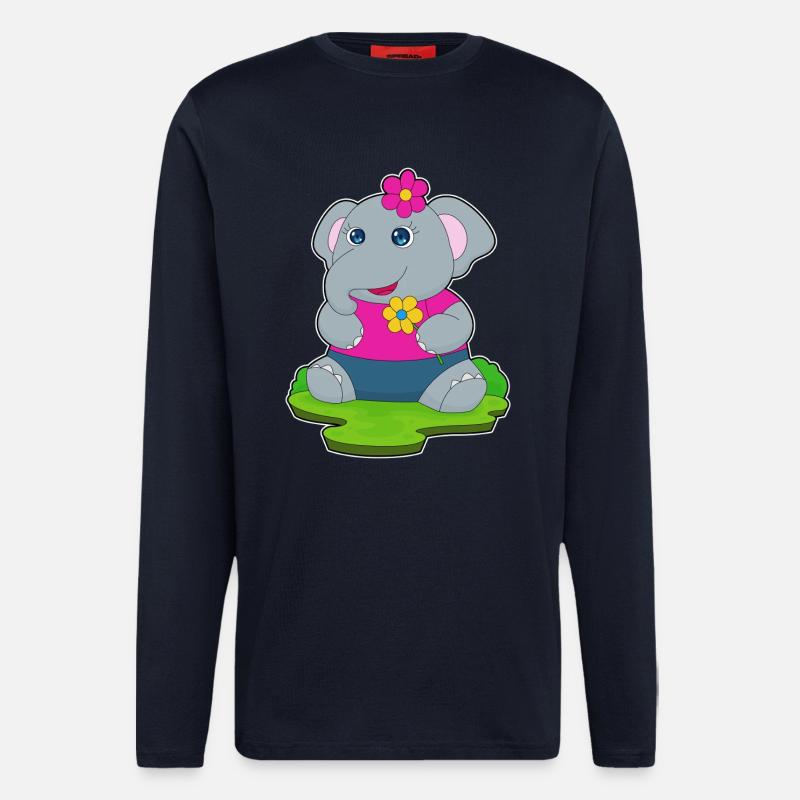 Elephant Flowers - Longsleeve - made by SPREAD  - DARK NAVY