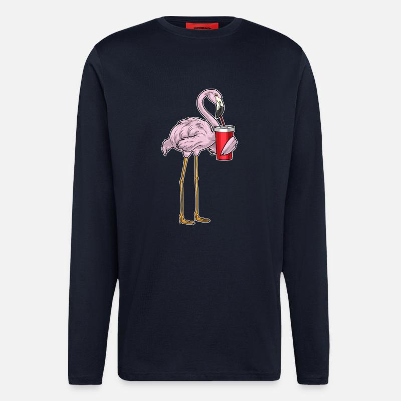 Flamingo Getränk - Langarmshirt - made by SPREAD  - DARK NAVY