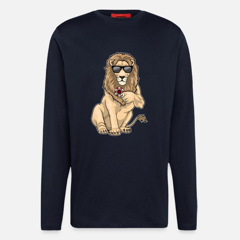 Löwe Poker Pokerchips - Langarmshirt - made by SPREAD  - DARK NAVY