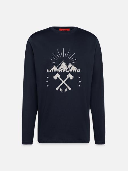 Rugged Mountain Sunrise Axe Emblem - Longsleeve - made by SPREAD - DARK NAVY