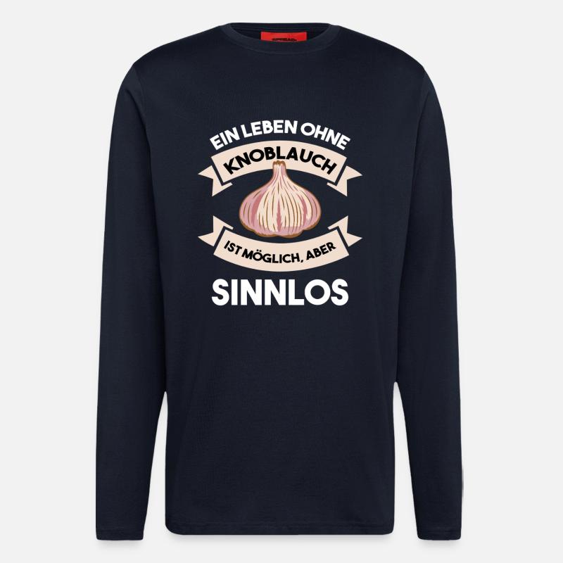 Pointless without garlic - Longsleeve - made by SPREAD - DARK NAVY