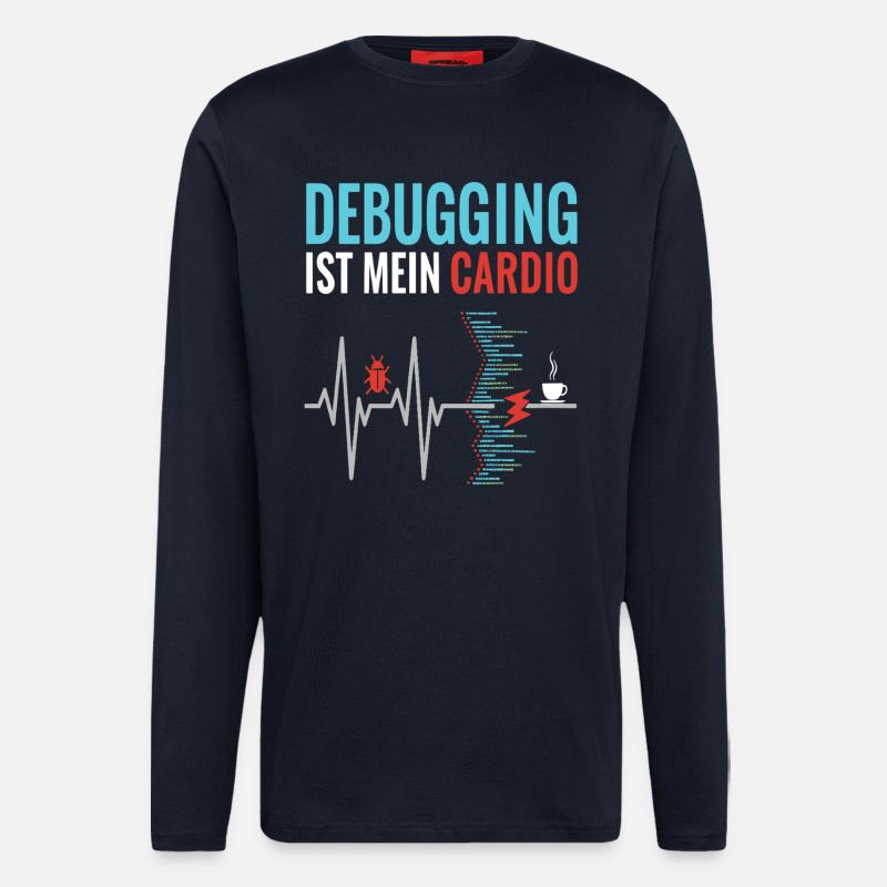 Debugging ist mein Cardio - Programmierer Nerd - Langarmshirt - made by SPREAD  - DARK NAVY
