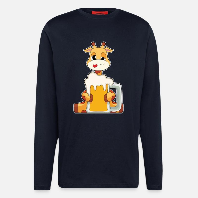 Giraffe Bierkrug Bier - Langarmshirt - made by SPREAD  - DARK NAVY