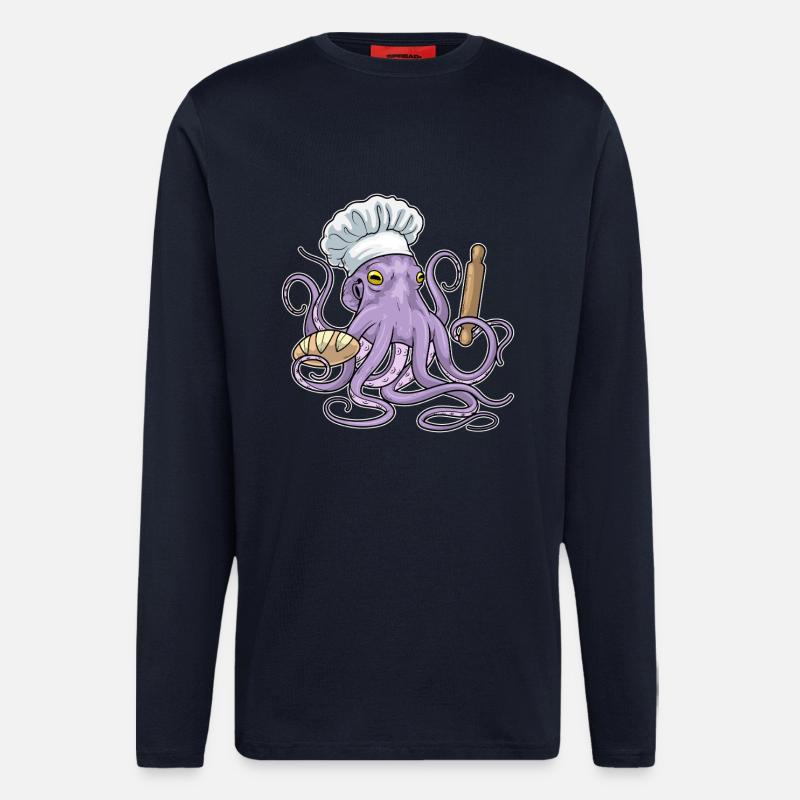 Krake Bäcker Brot - Langarmshirt - made by SPREAD  - DARK NAVY