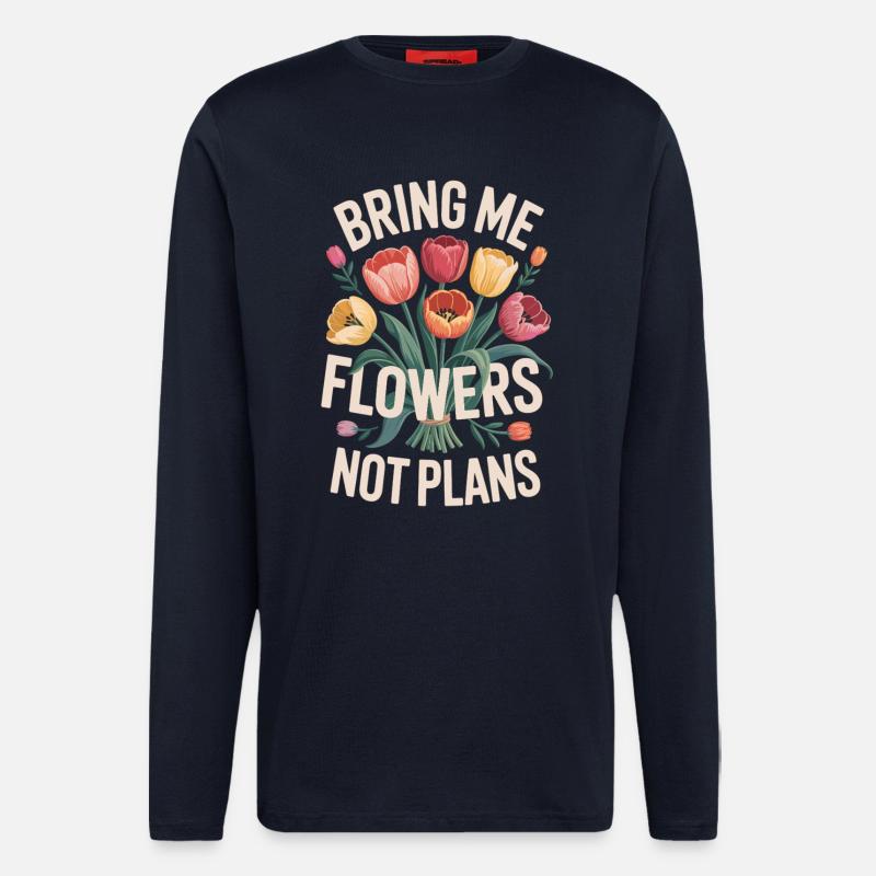 Blumenstrauß mit Wunschtext - Langarmshirt - made by SPREAD  - DARK NAVY