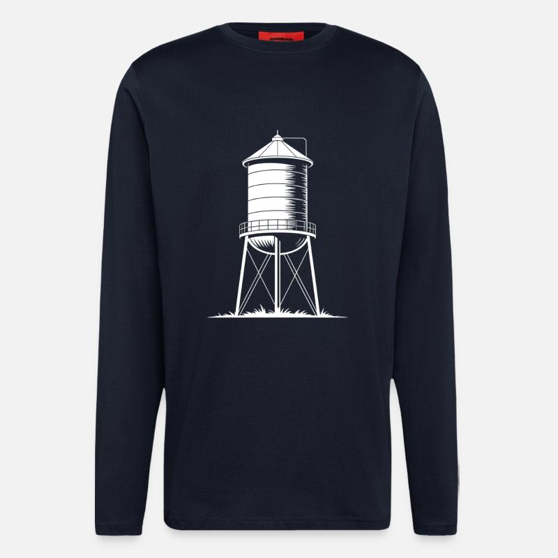 Water Tower Tank Elevated Potable - Longsleeve - made by SPREAD - DARK NAVY