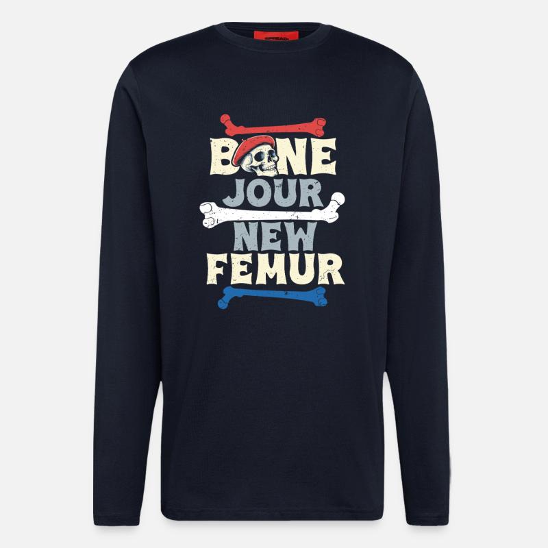 Beinbruch Gebrochener Oberschenkel Bone Jour - Langarmshirt - made by SPREAD  - DARK NAVY