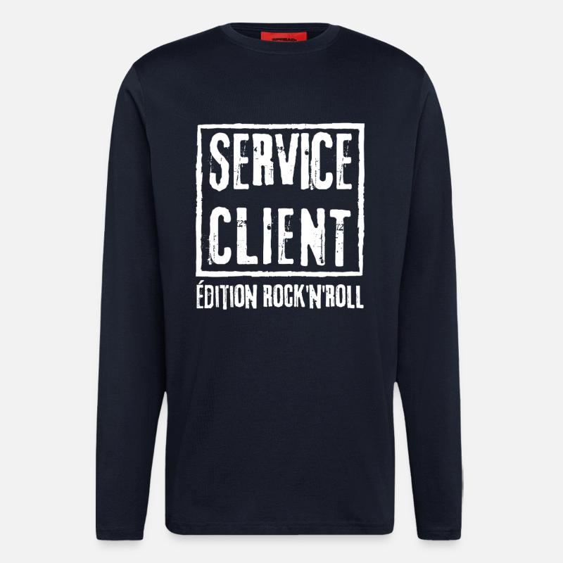 SERVICE CLIENT Edition Rock N Roll - Manches longues bio décontracté fabriqué en UE - DARK NAVY