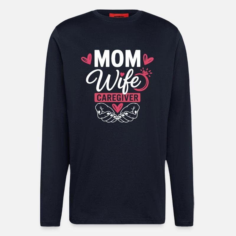 Mama Ehefrau Pflegeheldin Herzlogo - Langarmshirt - made by SPREAD  - DARK NAVY