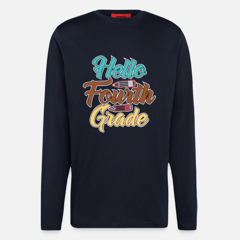 Hallo Vierte Klasse Schule Feier Design - Langarmshirt - made by SPREAD  - DARK NAVY