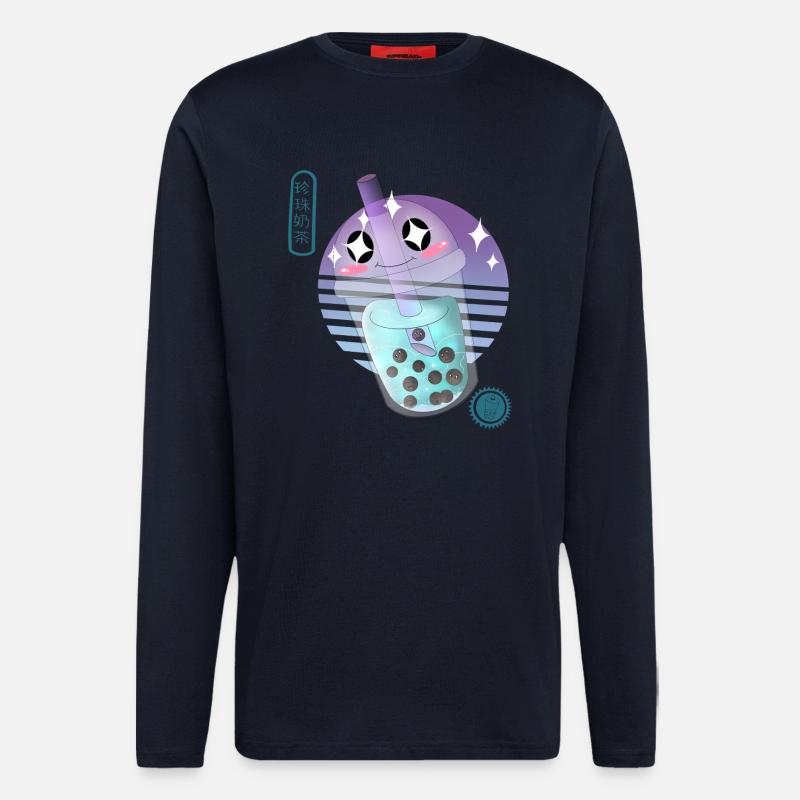Kawaii Bubble Tee Illustration - Langarmshirt - made by SPREAD  - DARK NAVY