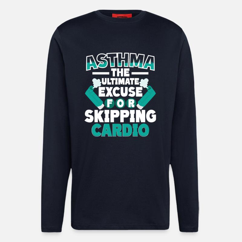 Asthma Asthmatics Skipping Cardio - Longsleeve - made by SPREAD - DARK NAVY