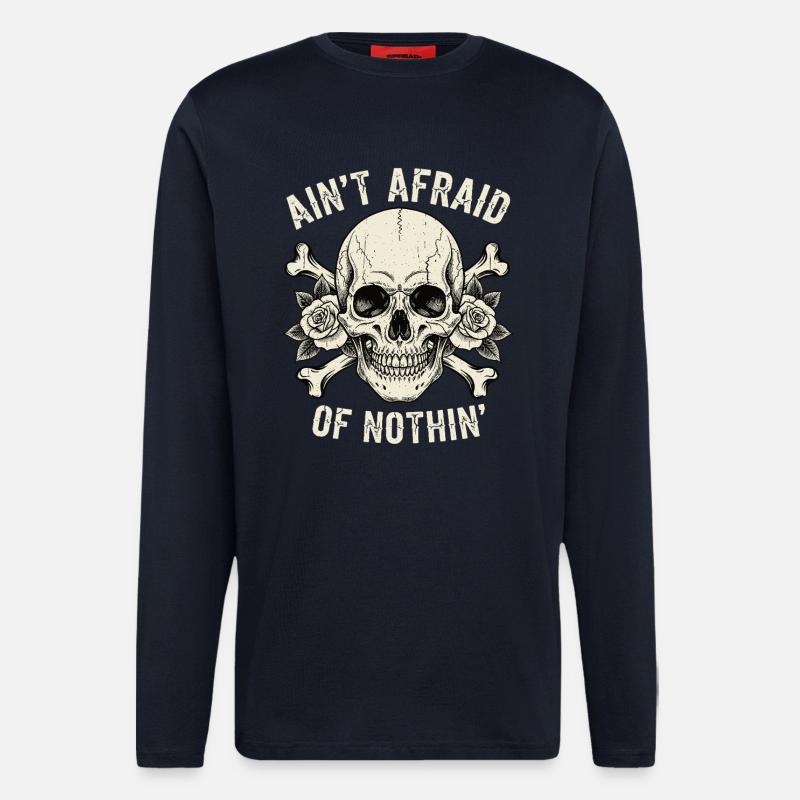 Skull with roses and slogans - Longsleeve - made by SPREAD - DARK NAVY