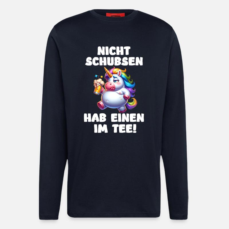 Nicht schubsen - betrunkenes Einhorn - Langarmshirt - made by SPREAD  - DARK NAVY