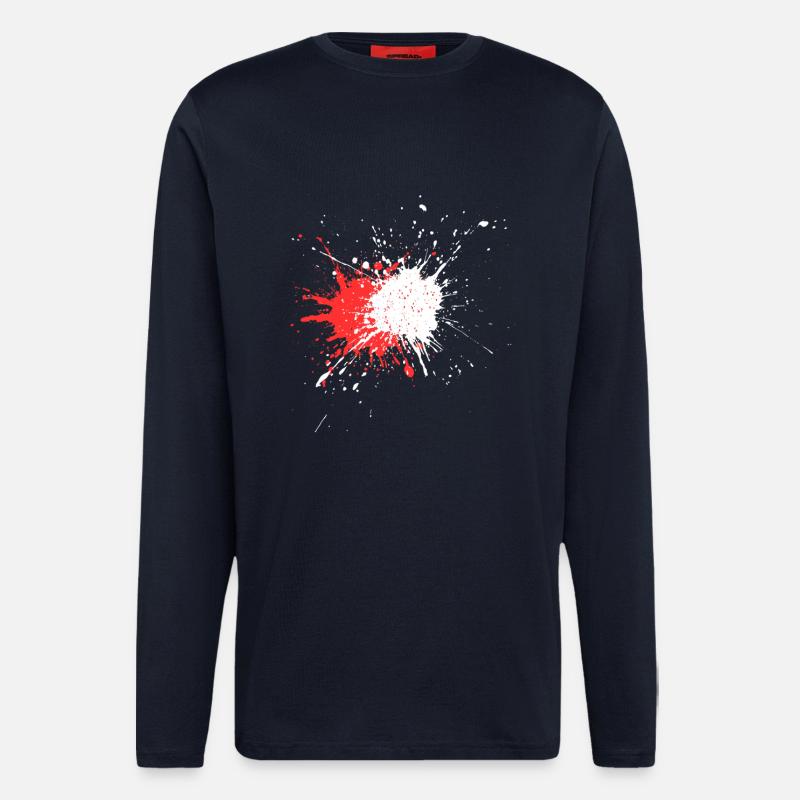 Abstrakte Farbspritztechnik auf Schwarz - Langarmshirt - made by SPREAD - DARK NAVY