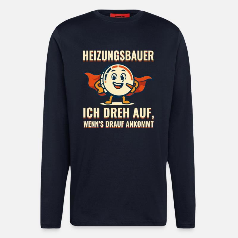 Heizungsbauer Superheld Motiv - Langarmshirt - made by SPREAD  - DARK NAVY