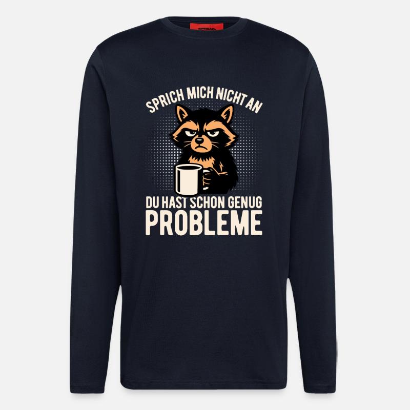 Sprich mich nicht an - Faultier Kaffee - Langarmshirt - made by SPREAD  - DARK NAVY