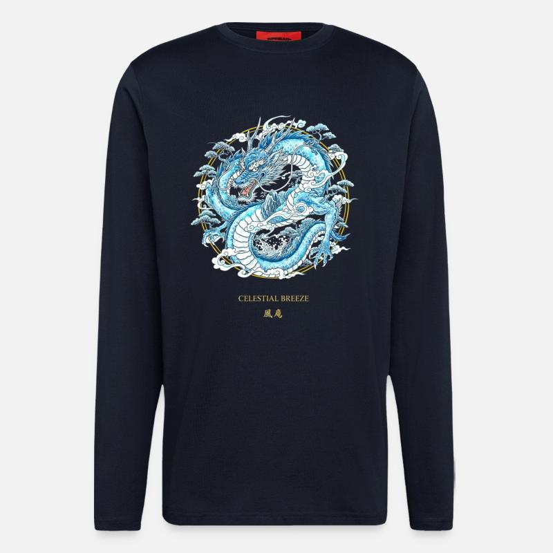 Celestial Breeze Himmlischer Winddrache - Langarmshirt - made by SPREAD  - DARK NAVY