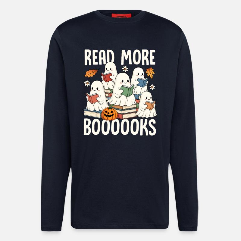 Reading Ghosts Halloween Books - Longsleeve - made by SPREAD  - DARK NAVY