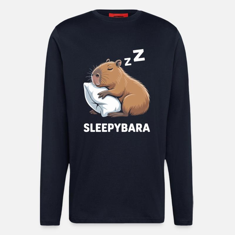 Sleepybara Capybara Sleeping - Longsleeve - made by SPREAD  - DARK NAVY