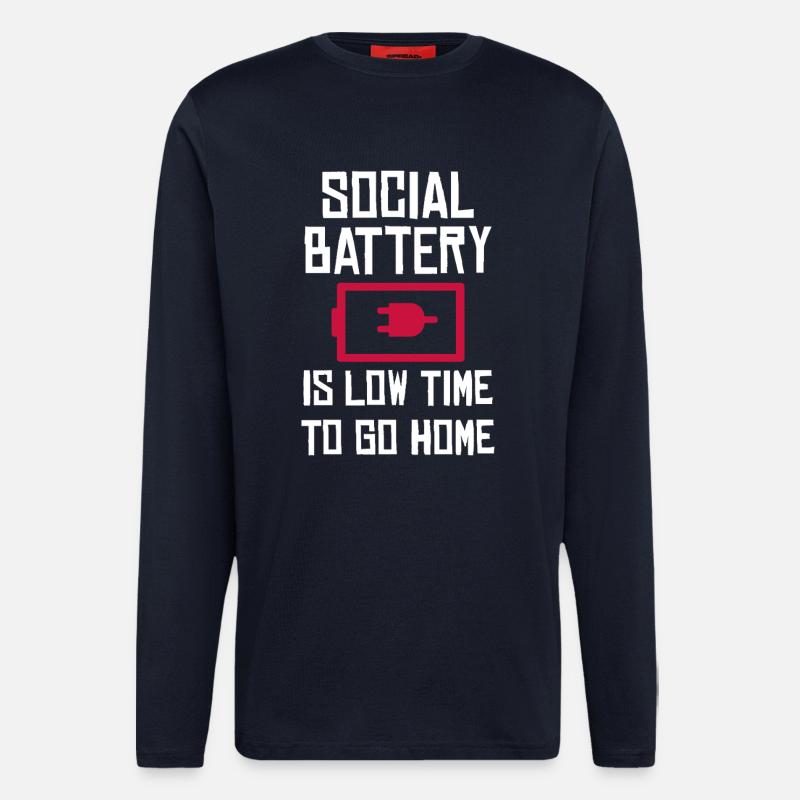 Social Battery: Zeit nach Hause - Langarmshirt - made by SPREAD - DARK NAVY