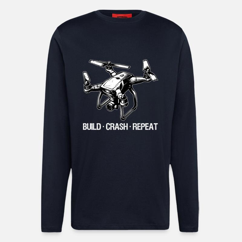 Drone Build Crash Repeat Gift - Longsleeve - made by SPREAD  - DARK NAVY