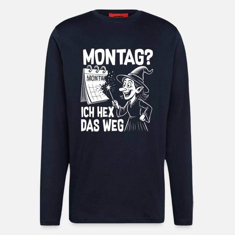 Lundi, je vais comme ça - Manches longues bio décontracté fabriqué en UE - DARK NAVY