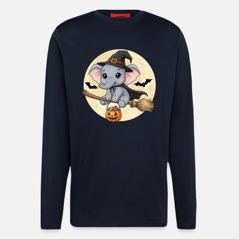 Cute Elephant Witch Halloween - Longsleeve - made by SPREAD  - DARK NAVY