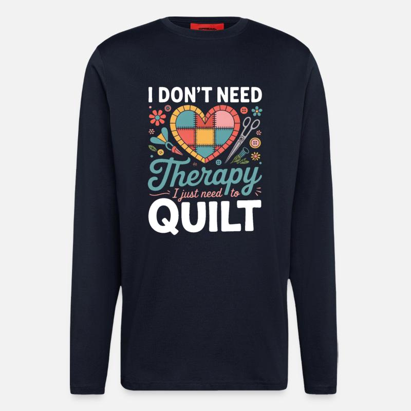 Patchwork Herz Therapie Quilt - Langarmshirt - made by SPREAD  - DARK NAVY
