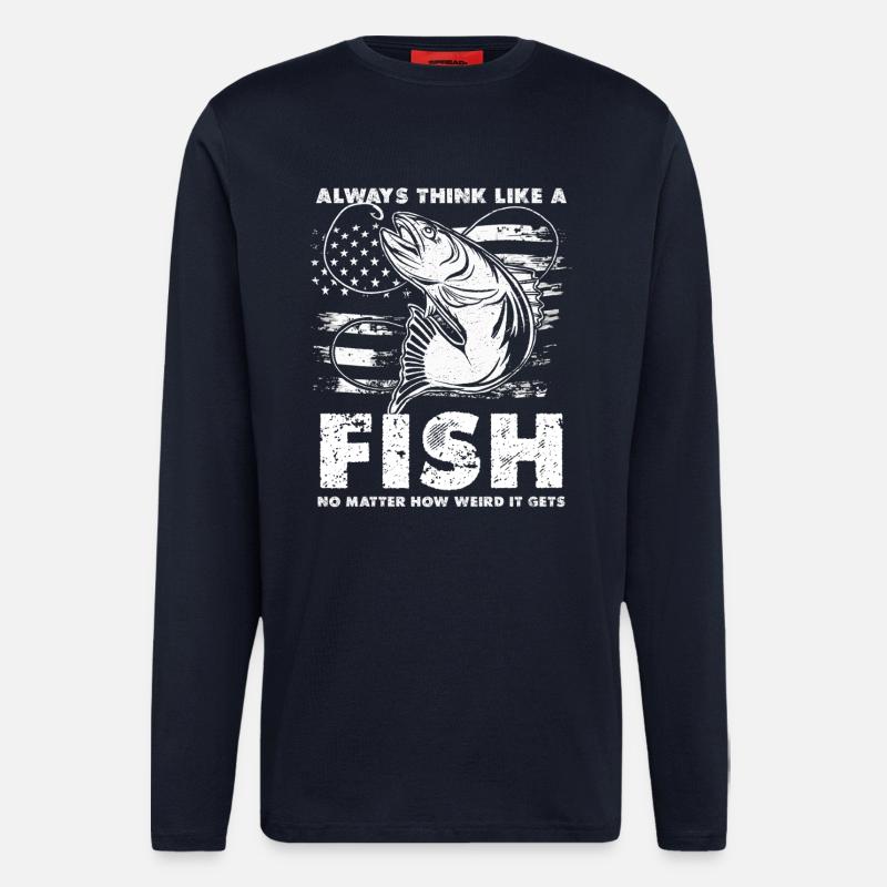 Fish Thoughts Flag Pattern - Longsleeve - made by SPREAD  - DARK NAVY