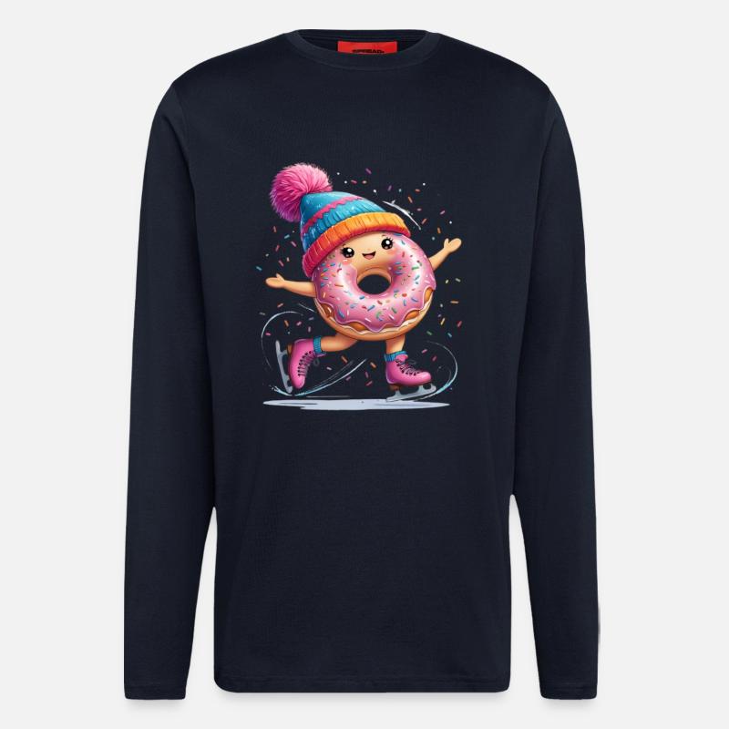Donut auf Schlittschuhen mit Konfetti - Longsleeve - made by SPREAD - DARK NAVY
