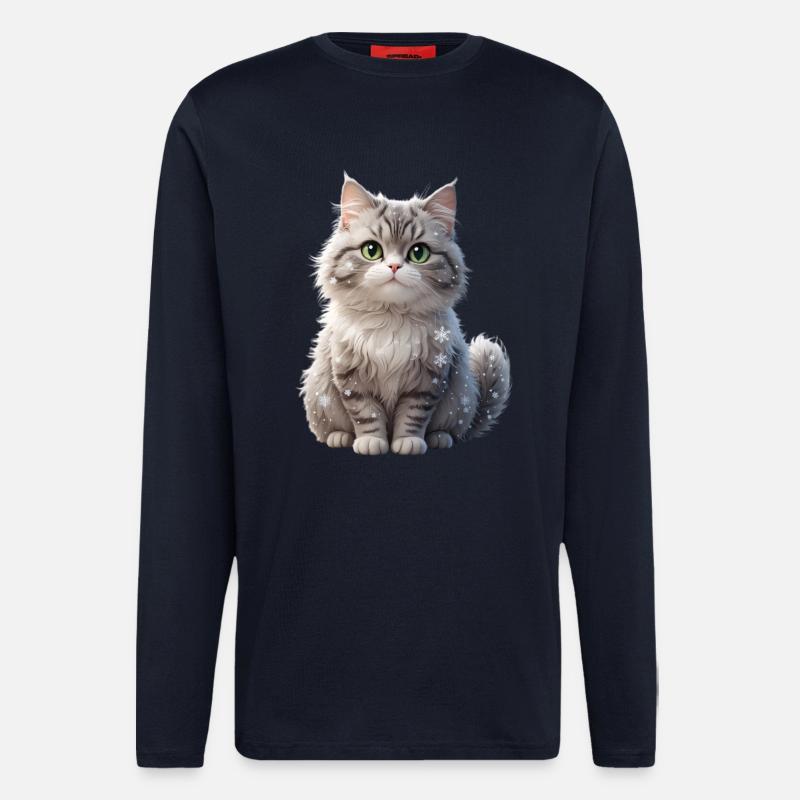 Winterfluff Katze mit Schneeflocken - Langarmshirt - made by SPREAD - DARK NAVY