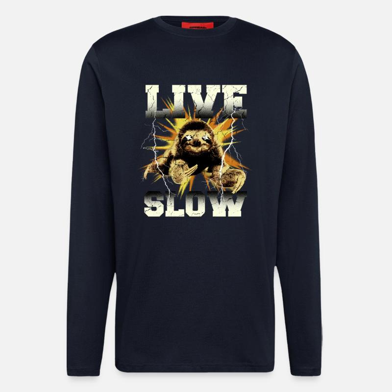 Live Slow Sloth Graphic - Longsleeve - made by SPREAD - DARK NAVY