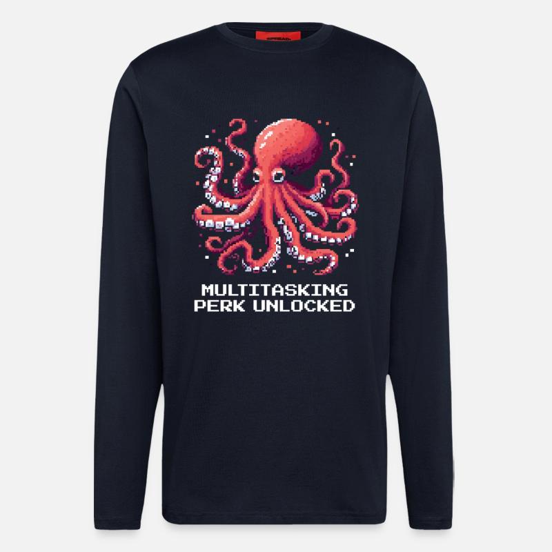 Multitasking Ability Unlocked | Octopus - Longsleeve - made by SPREAD  - DARK NAVY
