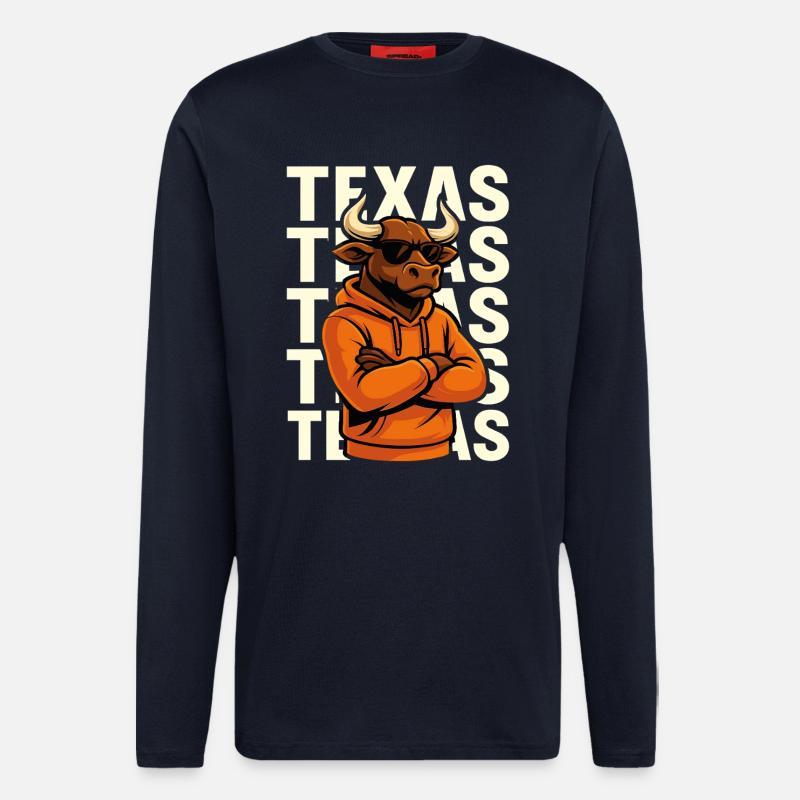 Cool bull Texas style - Longsleeve - made by SPREAD - DARK NAVY