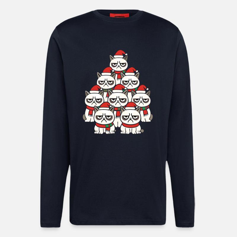 Grumpy Christmas Cats – Lustiges Katzen - Longsleeve - made by SPREAD - DARK NAVY