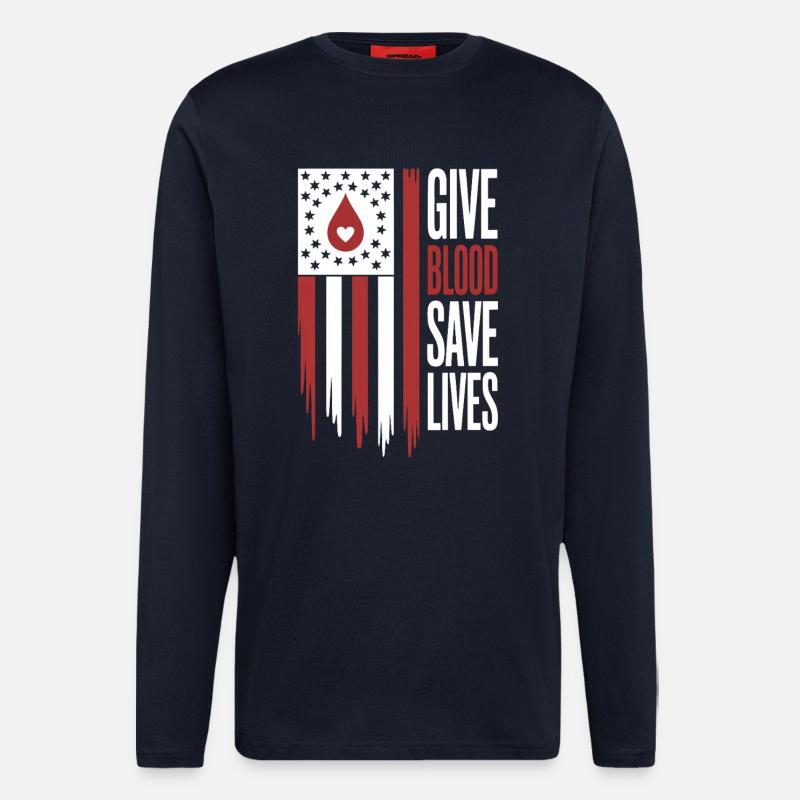 Blutspender Blutspende - Langarmshirt - made by SPREAD  - DARK NAVY