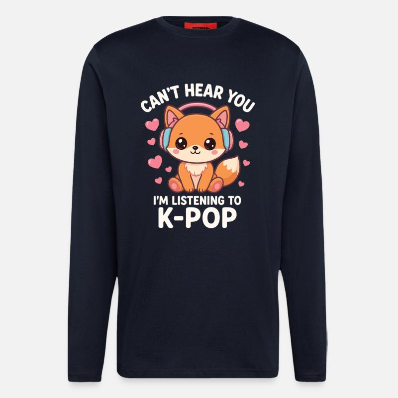 Kawaii Fox Loves K-Pop - Longsleeve - made by SPREAD  - DARK NAVY