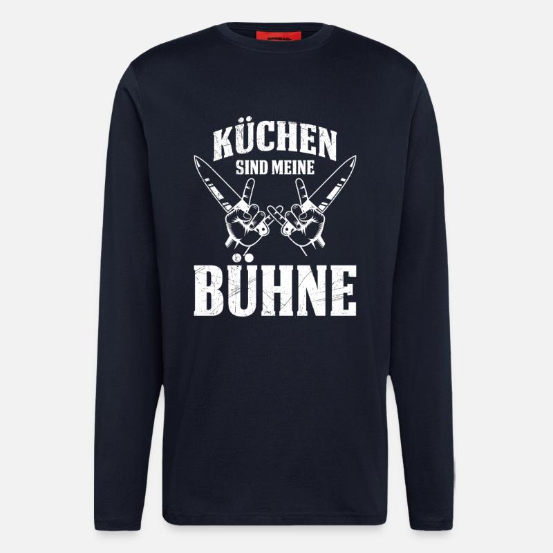 Küchenchef KÜCHEN SIND MEINE BÜHNE Lustiges - Langarmshirt - made by SPREAD - DARK NAVY