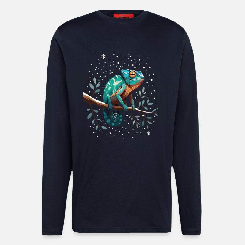 Chameleon on branch Sternenwald - Longsleeve - made by SPREAD  - DARK NAVY