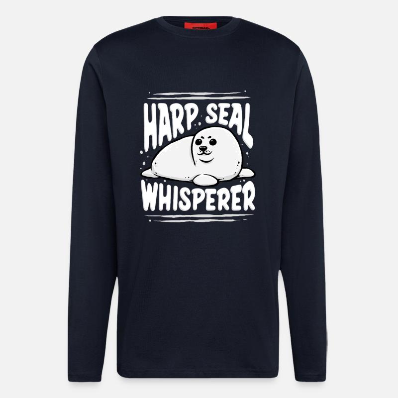 Sattelrobbe Robben Harp Seal Whisperer - Langarmshirt - made by SPREAD  - DARK NAVY